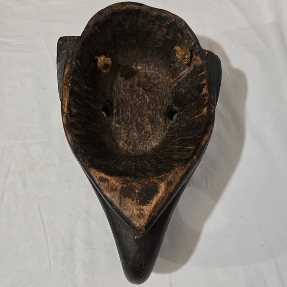 Hand Carved African Wooden Elephant Mask 12 1/2" H X 8" W x 5 1/4" D - Picture 2 of 6